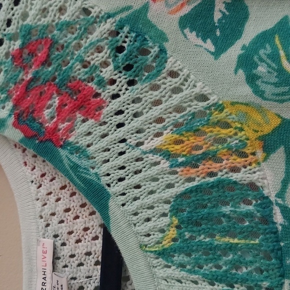 ISAAC MIZRAHI LIVE Floral Long Sleeve Button Down Sweater - Picture 3 of 10